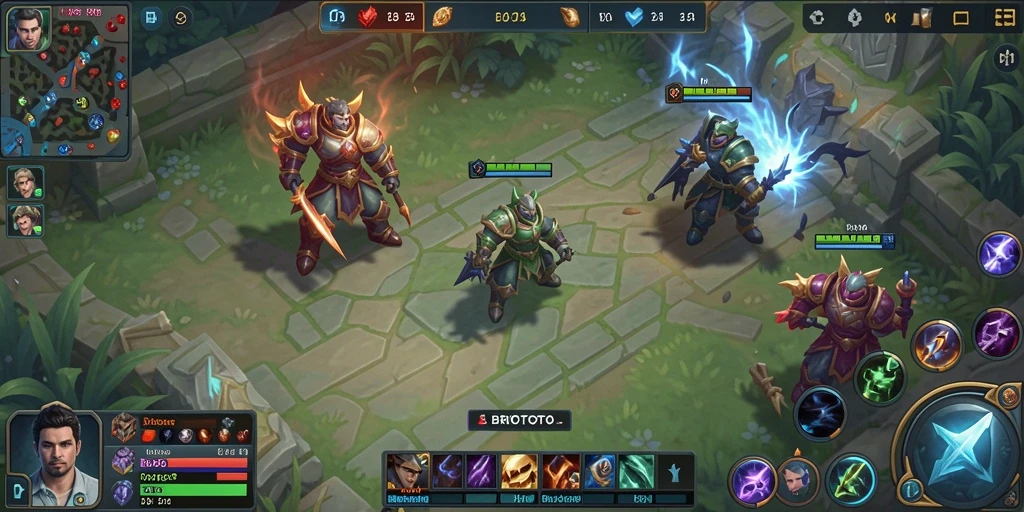 Tampilan aksi seru di dalam gameplay MOBA BRIOTOTO.