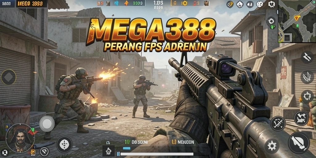 Tampilan mendebarkan dari gameplay MEGA388 dengan aksi FPS intens.