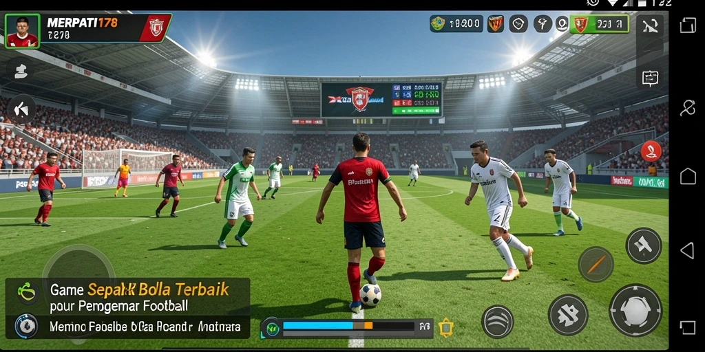 Screenshot gameplay yang menampilkan aksi seru di lapangan sepak bola.