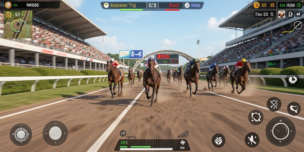 Tampilan gameplay NK666 menampilkan kecepatan tinggi dan aksi balap yang mendebarkan.