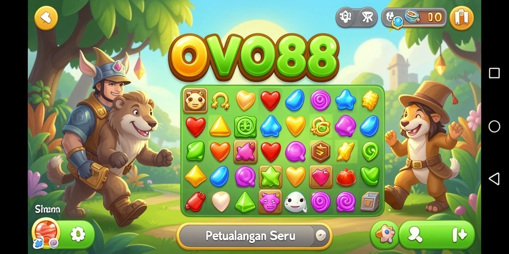 Gameplay seru OVO88 dengan elemen Match-3 yang menantang.