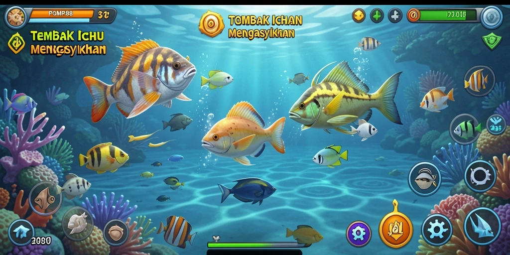 Tampilan gameplay menembak ikan yang seru di POMPA88.